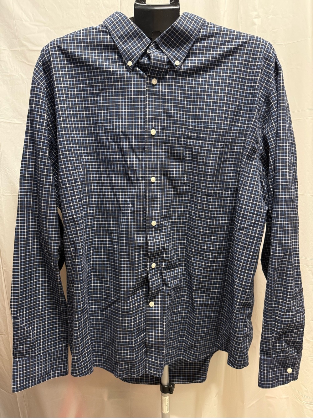 Lands’ End No Iron Twill XXL Blue Check Button Down Shirt